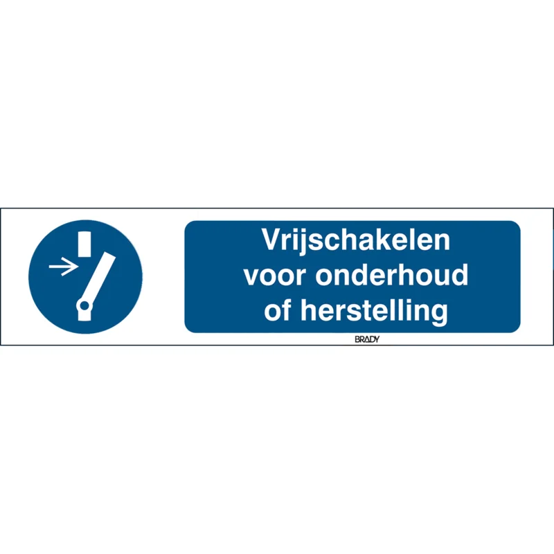 Aanbieding Brady - Gebodspictogram - ISO 7010 Pictogrammen - Vrijschakelen voor onderhoud of herstelling - STNL M021-297x74-PP-CRD/1 - 820998 - 86820998