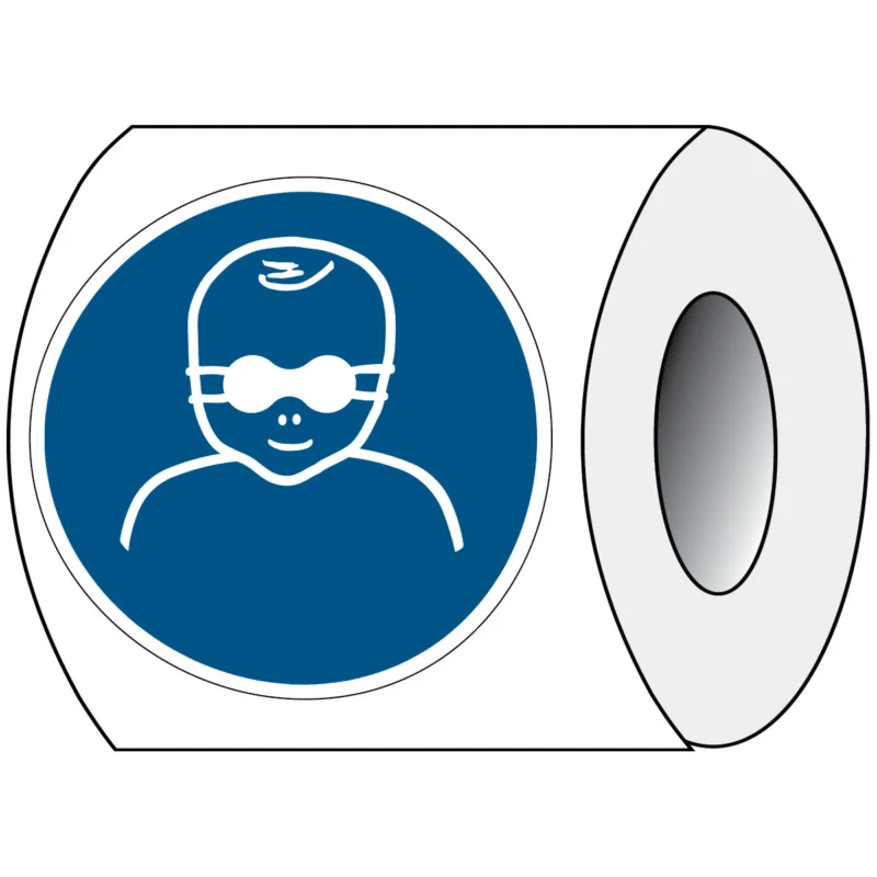 Brady - Gebodspictogram - ISO Veiligheidspictogram - Oogbescherming voor kinderen verplicht - PIC M025-Dia 100-PE-ROLL/1 - 821548 - 86821548 Betaalbaar