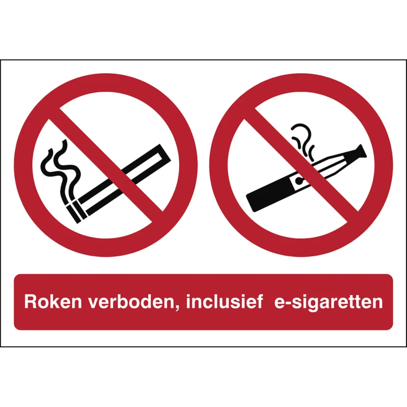Rechtstreeks Van De Fabrikant Brady - Verbodspictogram - Verbodspictogram – Roken verboden, inclusief e-sigaretten - Roken verboden, inclusief e-sigaretten - P/P002/PIC900/NL60-SA-420x297/1-B - 138508 - 86138508