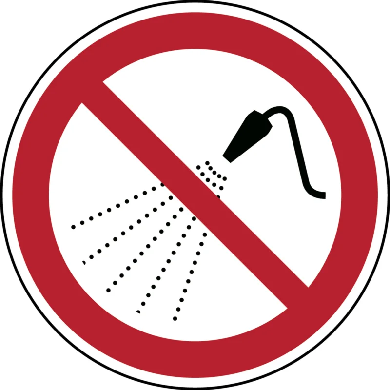 Uitverkoop Brady - Verbodspictogram - Niet besproeien met water – ISO 7010 - P/P016/NT-SA-DIA 20/18-B - 138981 - 86138981