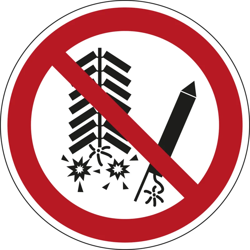 Bestel Nu Brady - Verbodspictogram - ISO-veiligheidspictogram – Ontsteken van vuurwerk verboden - P/P040/NT/PE-DIA20-18 - 196814 - 86196814