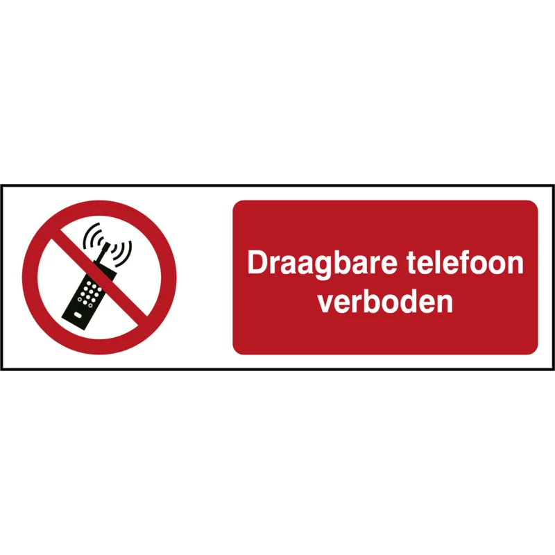 Betrouwbaar Brady - Verbodspictogram - ISO Veiligheidspictogram - Draagbare telefoon verboden - P/P013/NL294/TWM-450X150-1 - 234013 - 86234013