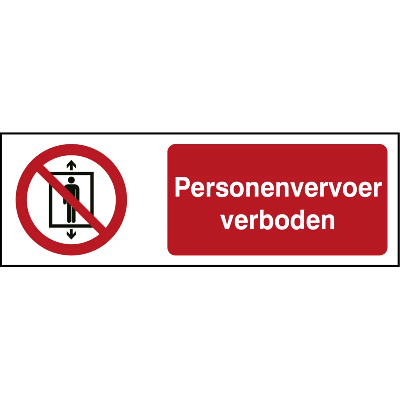 Actieprijs Brady - Verbodspictogram - ISO Veiligheidspictogram - Personenvervoer verboden - P/P027/NL307/TWM-450X150-1 - 234550 - 86234550