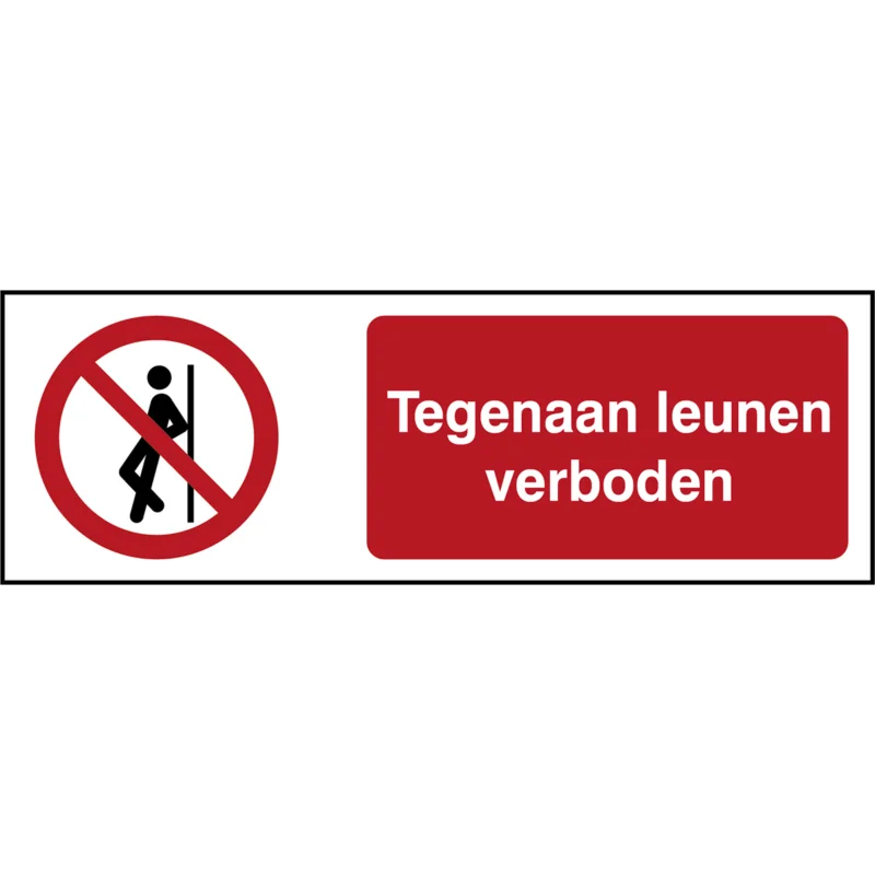 Aanbieding Brady - Verbodspictogram - ISO Veiligheidspictogram - Tegenaan leunen verboden - P/P041/NL343/TWM-297X105-1 - 234660 - 86234660