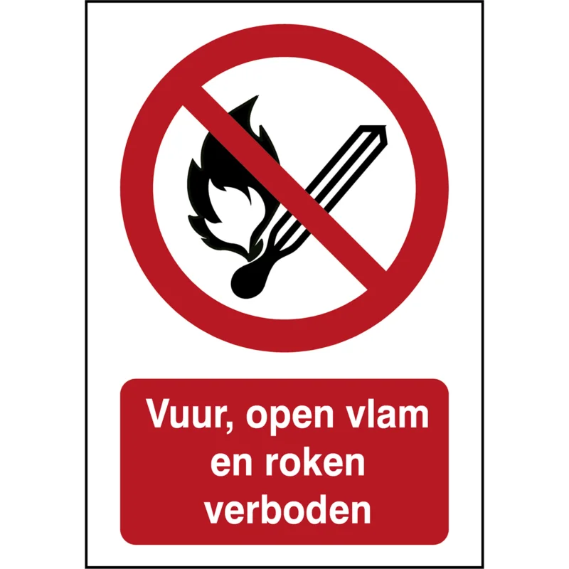 Beste Prijs Brady - Verbodspictogram - ISO Veiligheidspictogram - Vuur, open vlam en roken verboden - P/P003/NL62/TW-148X210-1 - 234746 - 86234746
