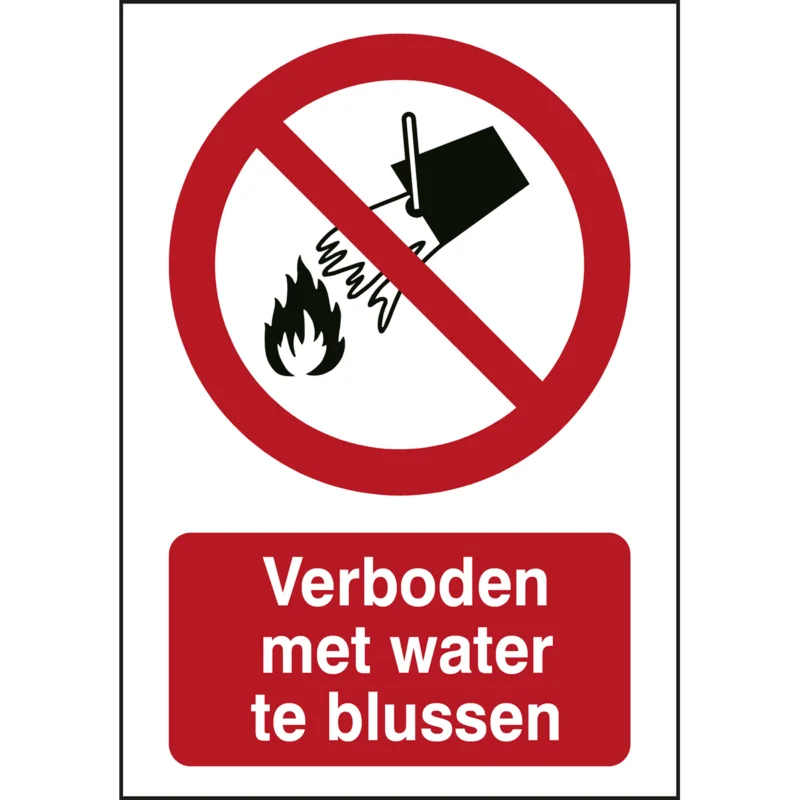 Voordeelprijs Brady - Verbodspictogram - ISO Veiligheidspictogram - Verboden met water te blussen - P/P011/NL292/TW-148X210-1 - 234893 - 86234893