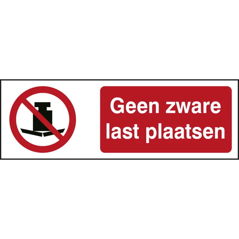 Actieprijs Brady - Verbodspictogram - ISO Veiligheidspictogram - Geen zware last plaatsen - P/P012/NL293/TW-297X105-1 - 234918 - 86234918