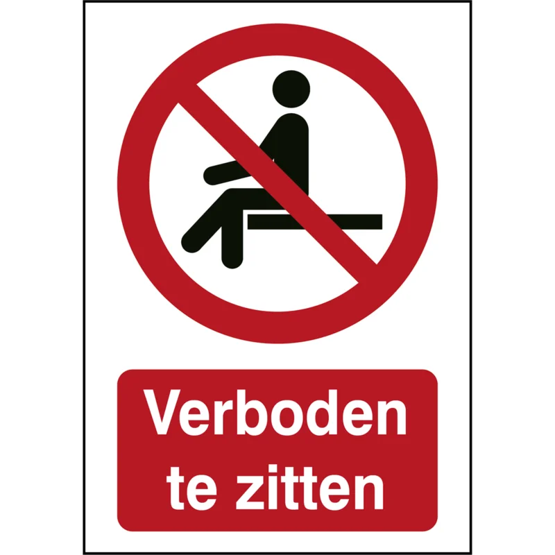 Beperkte Voorraad Brady - Verbodspictogram - ISO Veiligheidspictogram - Verboden te zitten - P/P018/NL298/TW-148X210-1 - 235097 - 86235097