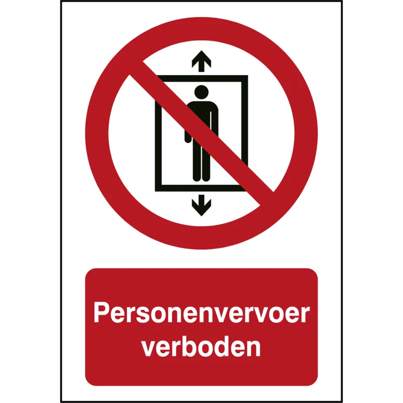 Actieprijs Brady - Verbodspictogram - ISO Veiligheidspictogram - Personenvervoer verboden - P/P027/NL307/TW-210X297-1 - 235323 - 86235323