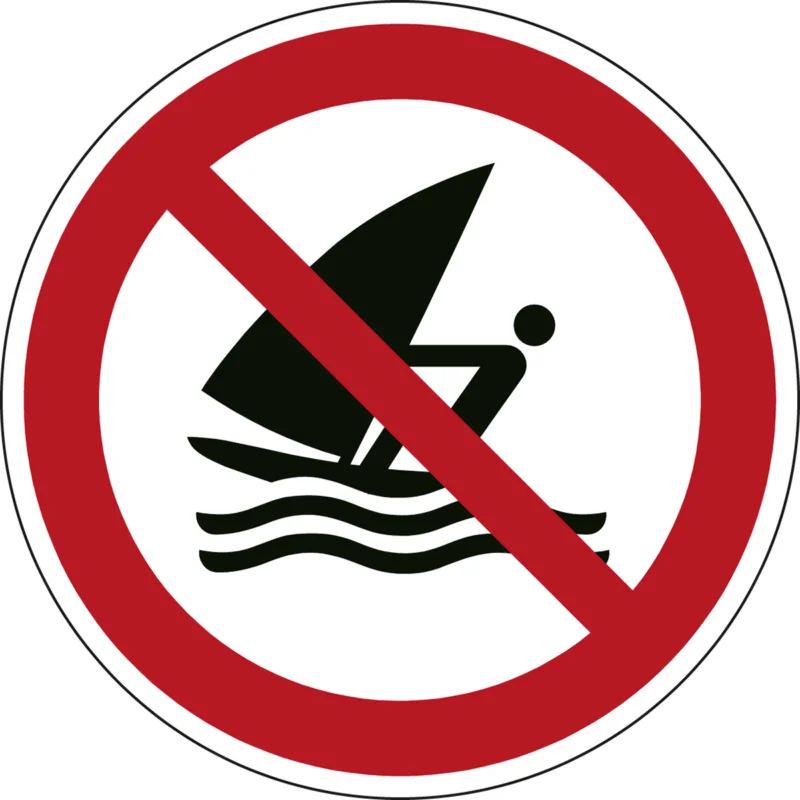 Tijdelijk Beschikbaar Brady - Verbodspictogram - ISO Veiligheidspictogram - Verboden te windsurfen - P/P054/NT/PE-DIA100-1 - 239588 - 86239588