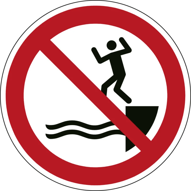Beperkte Voorraad Brady - Verbodspictogram - ISO Veiligheidspictogram - Verboden in het water te springen - P/P061/NT/PE-DIA50-2 - 240897 - 86240897