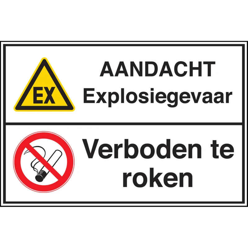 Weekendaanbieding Brady - Verbodspictogram - Gecombineerde pictogram - Aandacht Explosiegevaar / Verboden te roken - AANDACHT Explosiegevaar Verboden te roken - STN 270-450X300-B7527 - 241396 - 86241396