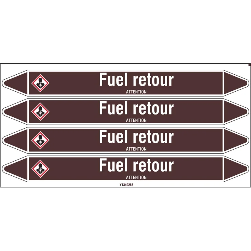 Beperkte Voorraad Leidingmarkering rol - FUEL RETOUR 250X26CARD-T1-P19