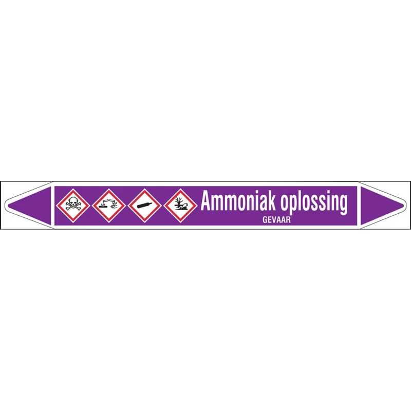 Brady - Rolvorm - Individuele leidingmerkers op rol met geperforeerde pijlen, met pictogrammen - AMMONIAKOPLOSSING450X52RL-T1-LL-P21 - N003718 - 86003718 Actieprijs