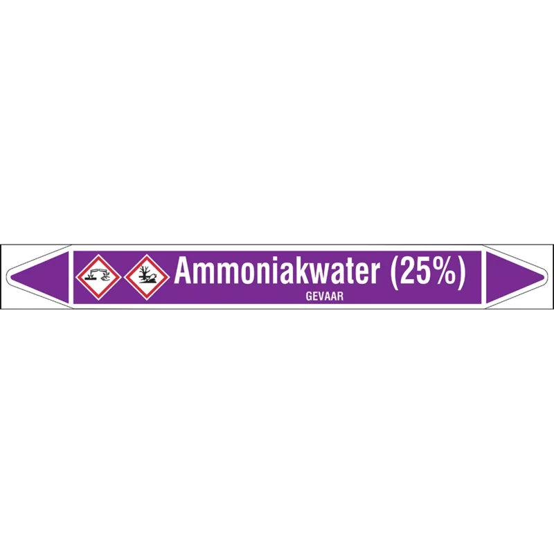 Brady - Rolvorm - Individuele leidingmerkers op rol met geperforeerde pijlen, met pictogrammen - AMMONIAKWATER(25%)355X37RL-T1-LL-P21 - N003728 - 86003728 Hoge Kwaliteit