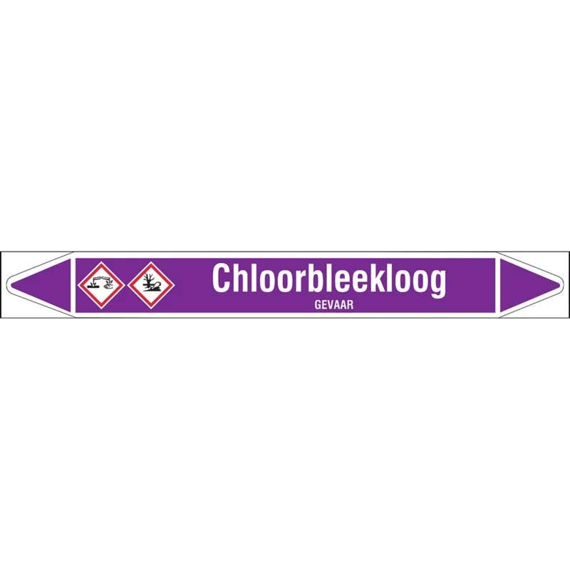 Brady - Rolvorm - Individuele leidingmerkers op rol met geperforeerde pijlen, met pictogrammen - CHLOORBLEEKLOOG250X26RL-T1-LL-P21 - N003767 - 86003767 Dagaanbieding