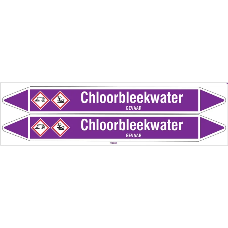Rechtstreeks Van De Fabrikant Brady - Rolvorm - Individuele leidingmerkers op rol met geperforeerde pijlen, met pictogrammen - CHLOORBLEEKWATER250X26RL-T1-LL-P21 - N003778 - 86003778