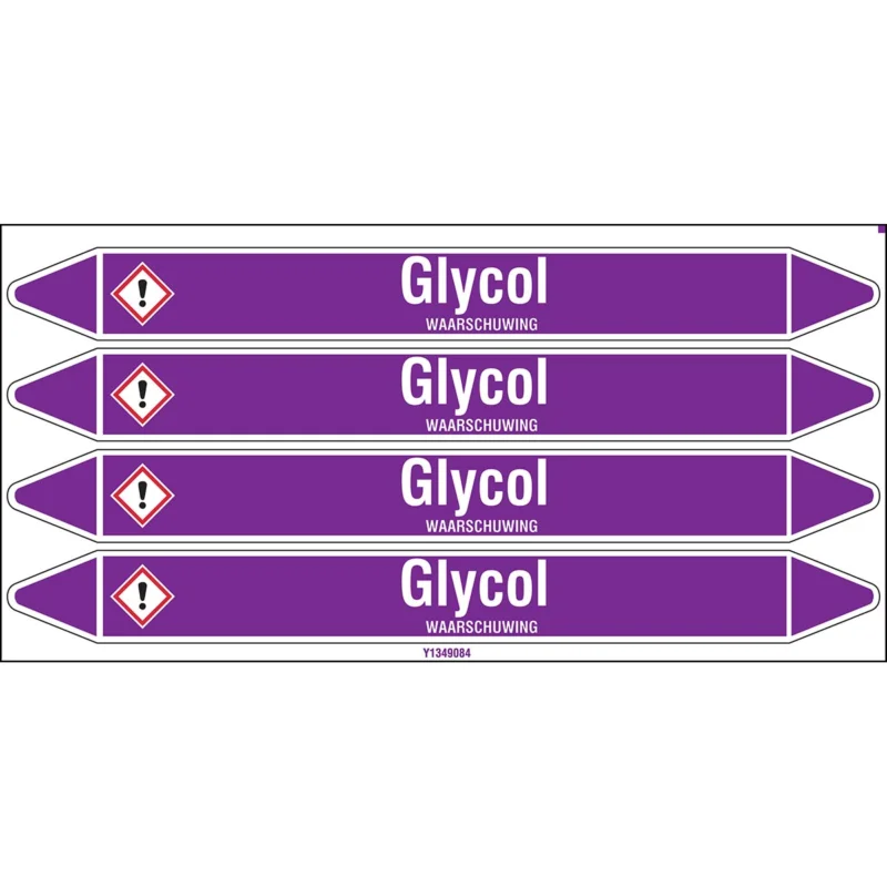 Brady - Leidingmarkering kaart - Individuele leidingmerkers op kaart met geperforeerde pijlen, met pictogrammen - GLYCOL250X26CARD-T1-P21 - N003806 - 86003806 Direct Verzonden
