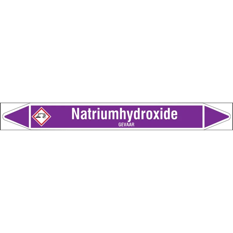 Brady - Rolvorm - Individuele leidingmerkers op rol met geperforeerde pijlen, met pictogrammen - NATRIUMHYDROXIDE355X37RL-T1-LL-P21 - N003929 - 86003929 Snelle Levering