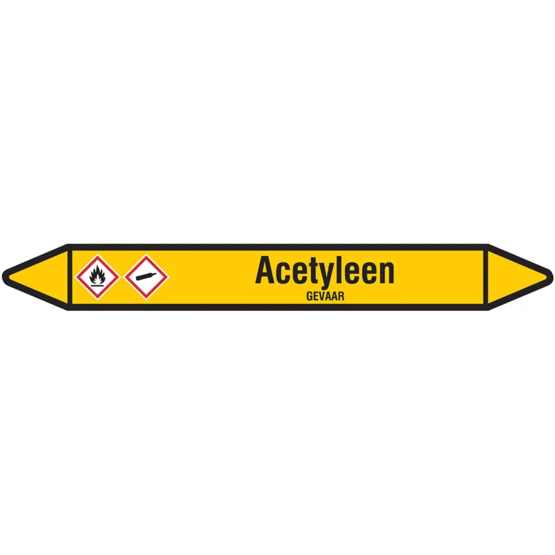Tijdelijk Beschikbaar Brady - Rolvorm - Individuele leidingmerkers op rol met geperforeerde pijlen, met pictogrammen - ACETYLEEN355X37RL-T1-LL-P2 - N004068 - 86004068