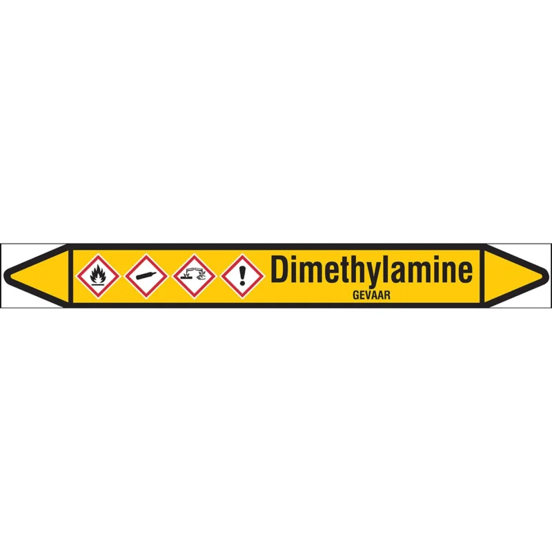 Brady - Rolvorm - Individuele leidingmerkers op rol met geperforeerde pijlen, met pictogrammen - DIMETHYLAMINE450X52RL-T1-LL-P2 - N004207 - 86004207 Op = Op