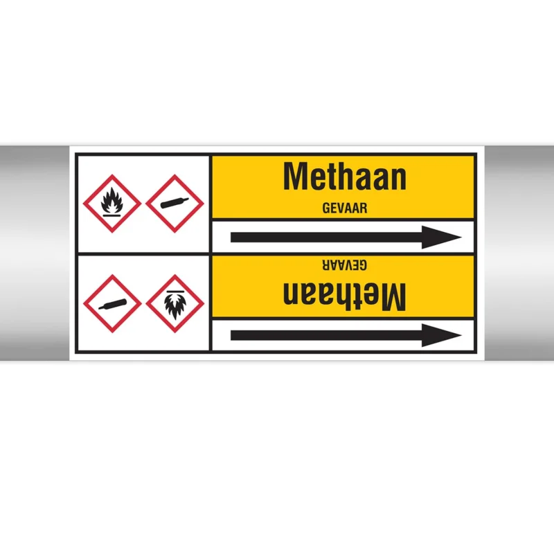 Populair Brady - Leidingmarkering rol - Leidingmerkers op doorlopende rol, met pictogrammen - METHAAN127.00 mmX33RL-T2-P2 - N004403 - 86004403