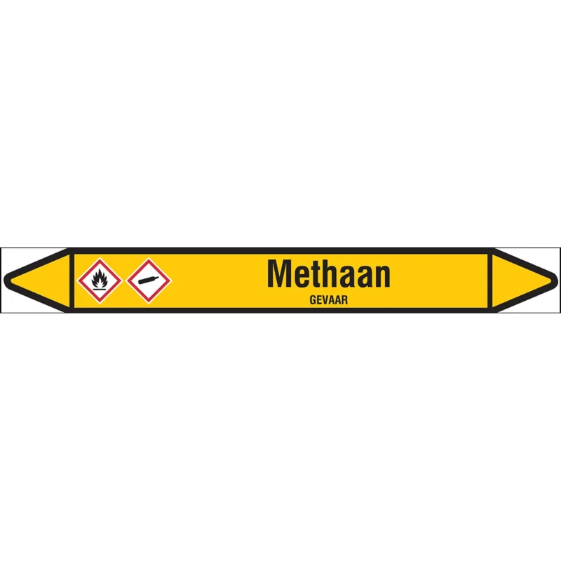Brady - Rolvorm - Individuele leidingmerkers op rol met geperforeerde pijlen, met pictogrammen - METHAAN355X37RL-T1-LL-P2 - N004406 - 86004406 Express Levering