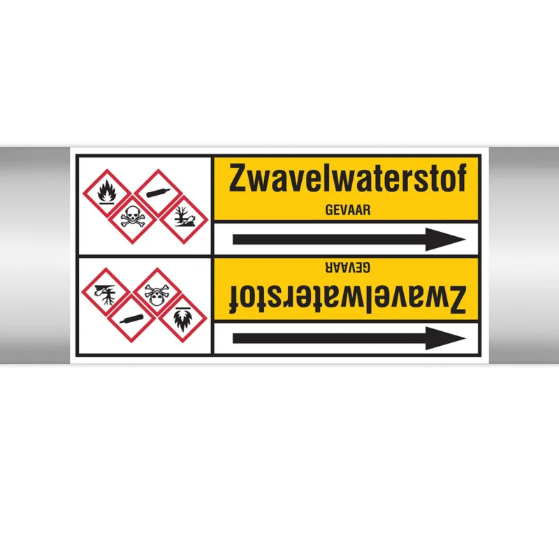 Brady - Rolvorm - Leidingmerkers op doorlopende rol, met pictogrammen - ZWAVELWATERSTOF127.00 mmX33RL-T2-P2 - N004548 - 86004548 Veilige Betaling