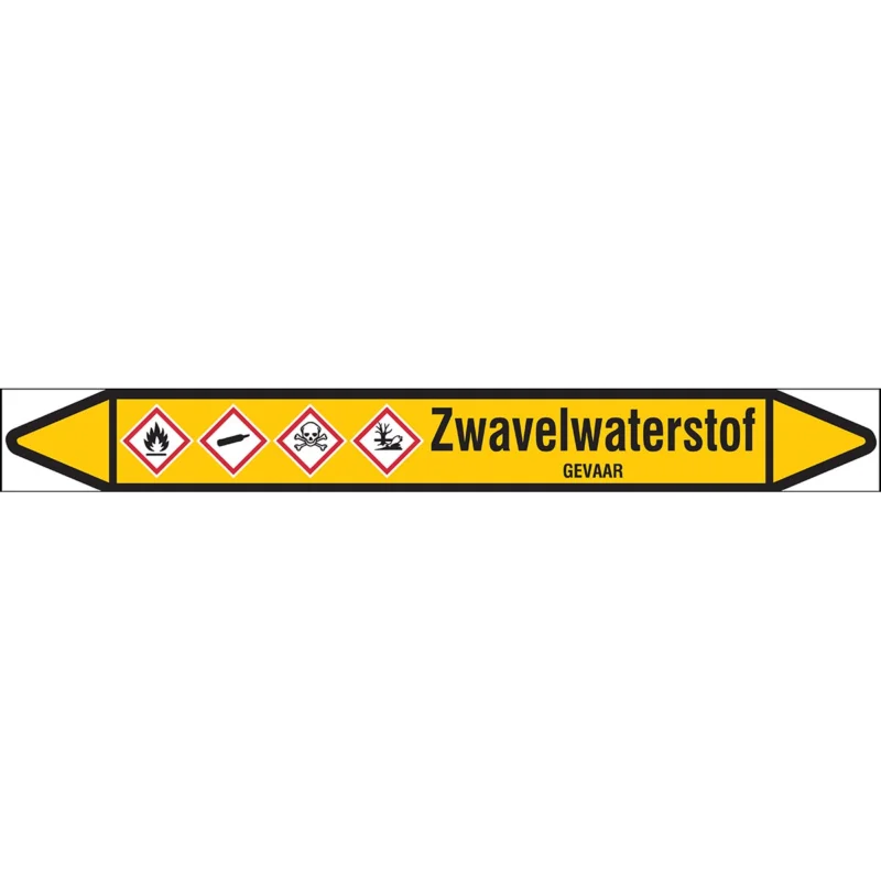 Brady - Rolvorm - Individuele leidingmerkers op rol met geperforeerde pijlen, met pictogrammen - ZWAVELWATERSTOF250X26RL-T1-LL-P2 - N004550 - 86004550 Betaalbaar