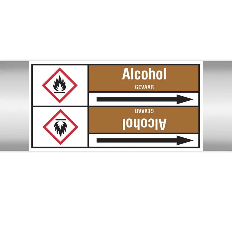 Brady - Rolvorm - Leidingmerkers op doorlopende rol, met pictogrammen - ALCOHOL127.00 mmX33RL-T2-P18 - N004965 - 86004965 Populair