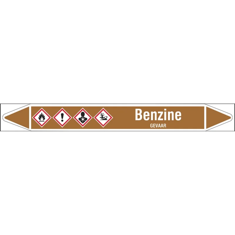 Brady - Rolvorm - Individuele leidingmerkers op rol met geperforeerde pijlen, met pictogrammen - BENZINE450X52RL-T1-LL-P18 - N005002 - 86005002 Direct Verzonden