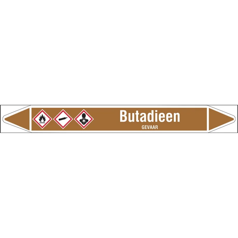 Brady - Rolvorm - Individuele leidingmerkers op rol met geperforeerde pijlen, met pictogrammen - BUTADIEEN250X26RL-T1-LL-P18 - N005022 - 86005022 Weekendaanbieding