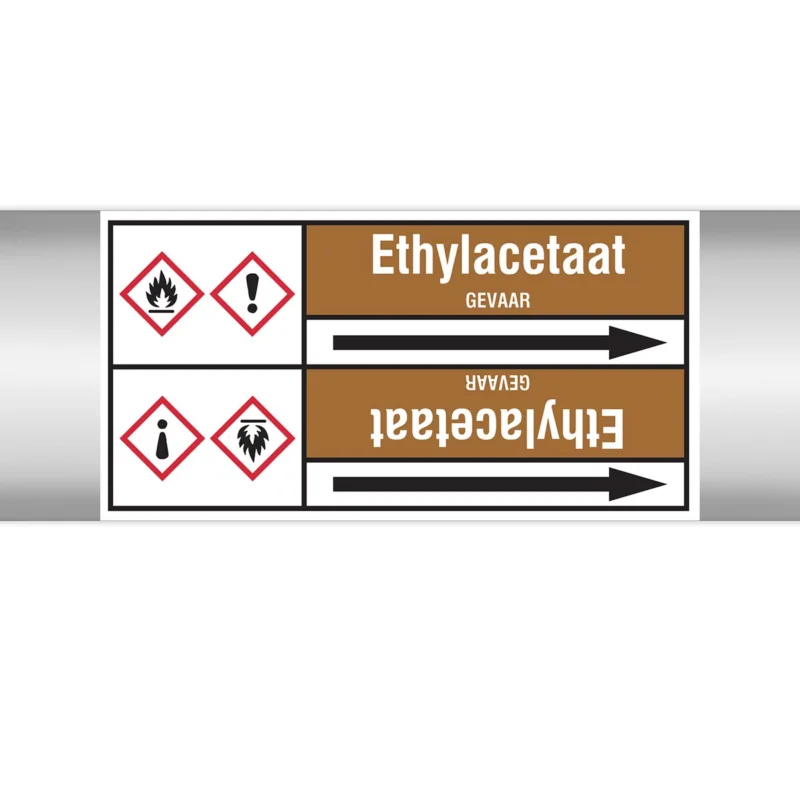 Brady - Rolvorm - Leidingmerkers op doorlopende rol, met pictogrammen - ETHYLACETAAT127.00 mmX33RL-T2-P18 - N005144 - 86005144 Fabrieksprijs
