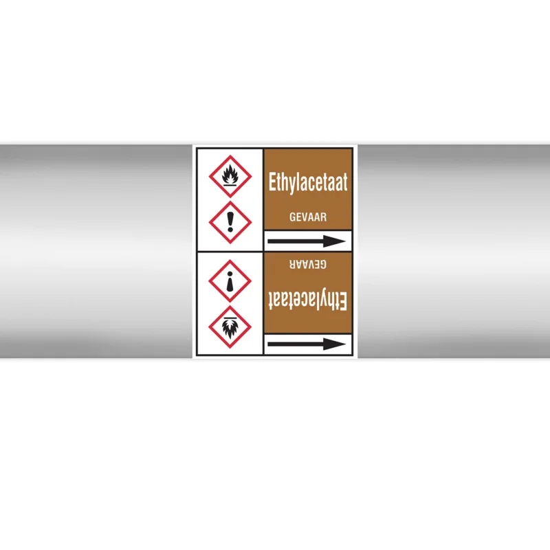 Brady - Rolvorm - Leidingmerkers op doorlopende rol, met pictogrammen - ETHYLACETAAT127X33RL-T3-P18 - N005145 - 86005145 Populair