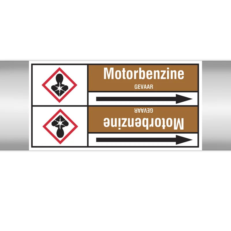 Beperkte Voorraad Brady - Rolvorm - Leidingmerkers op doorlopende rol, met pictogrammen - MOTORBENZINE127.00 mmX33RL-T2-P18 - N005303 - 86005303