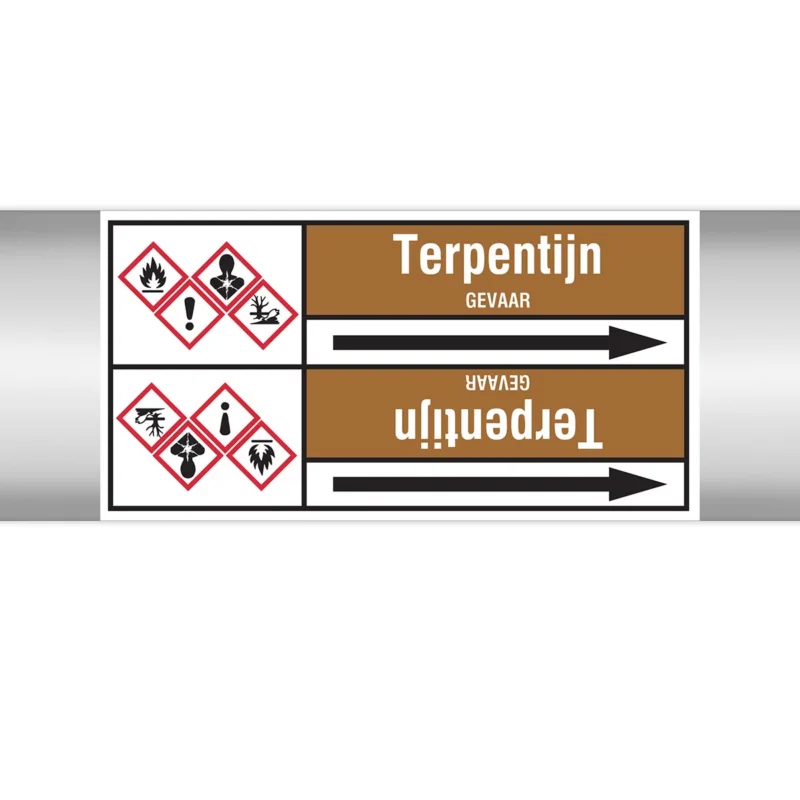 Beperkte Voorraad Brady - Rolvorm - Leidingmerkers op doorlopende rol, met pictogrammen - TERPENTIJN127.00 mmX33RL-T2-P18 - N005394 - 86005394