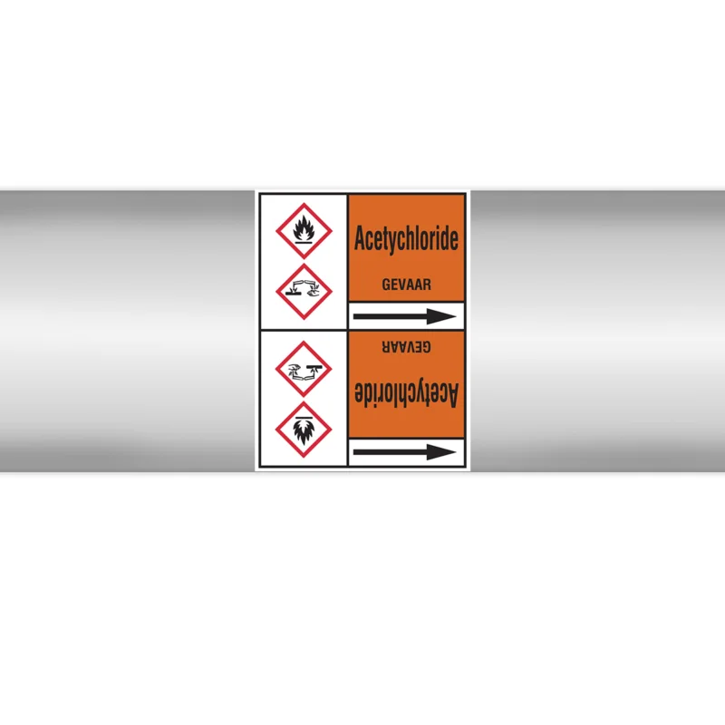 Alleen Vandaag Brady - Rolvorm - Leidingmerkers op doorlopende rol, met pictogrammen - ACETYCHLORIDE127X33RL-T3-P22 - N006387 - 86006387