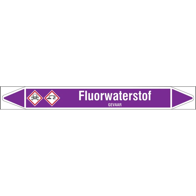 Brady - Rolvorm - Individuele leidingmerkers op rol met geperforeerde pijlen, met pictogrammen - FLUORWATERSTOF250X26RL-T1-LL-P21 - N006762 - 86006762 Beperkt Aanbod