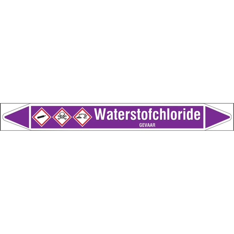 Brady - Rolvorm - Individuele leidingmerkers op rol met geperforeerde pijlen, met pictogrammen - WATERSTOFCHLORIDE250X26RL-T1-LL-P21 - N006888 - 86006888 Betaalbaar