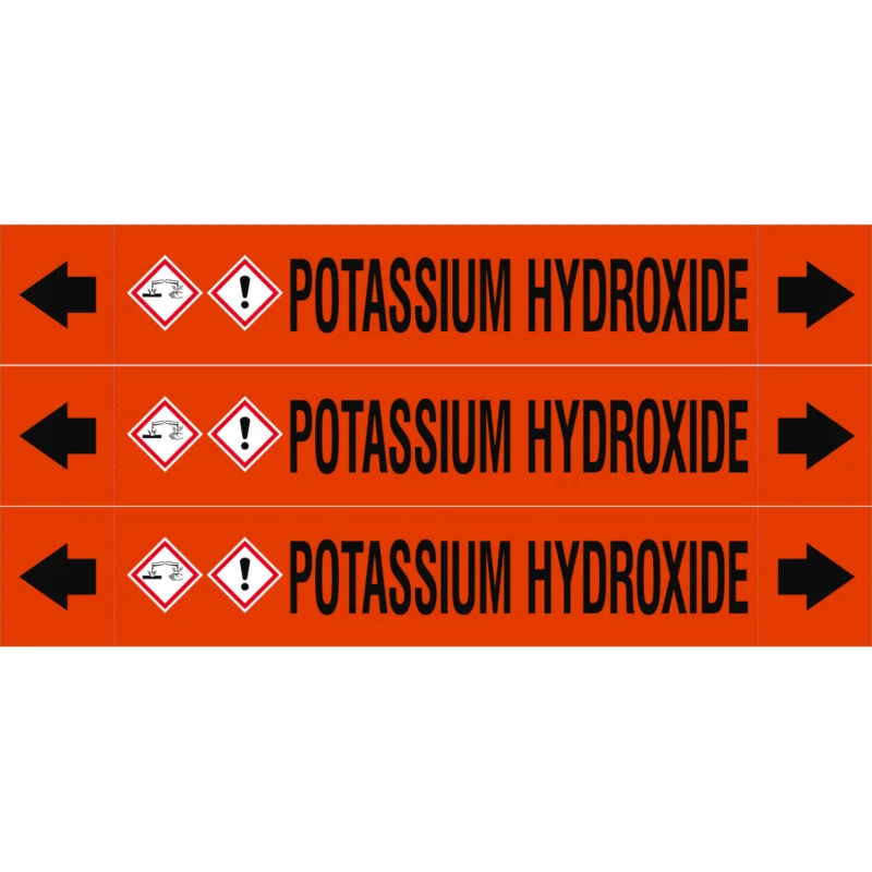 Tijdelijk Beschikbaar Leidingmarkering rol - ASMEPM-37X230MM-POTASSIUM HYDROXIDE