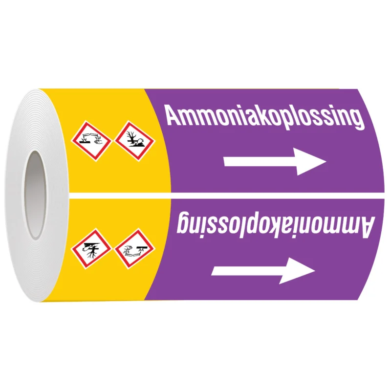 Voordeelprijs Leidingmarkering rol - ISO20560PM-300X30M-AMMONIAKOPLOSSING-RL