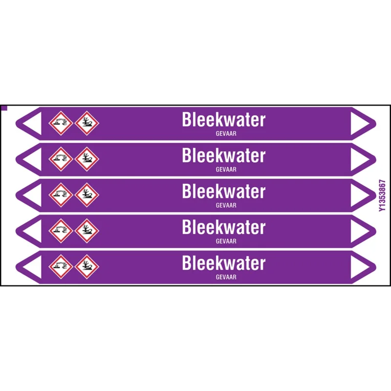 Brady - Standaard - Individuele leidingmerkers op kaart met geperforeerde pijlen, met pictogrammen - BLEEKWATER150X12CARD-T1-P21 - N003750 - 86003750 Laatste Kans