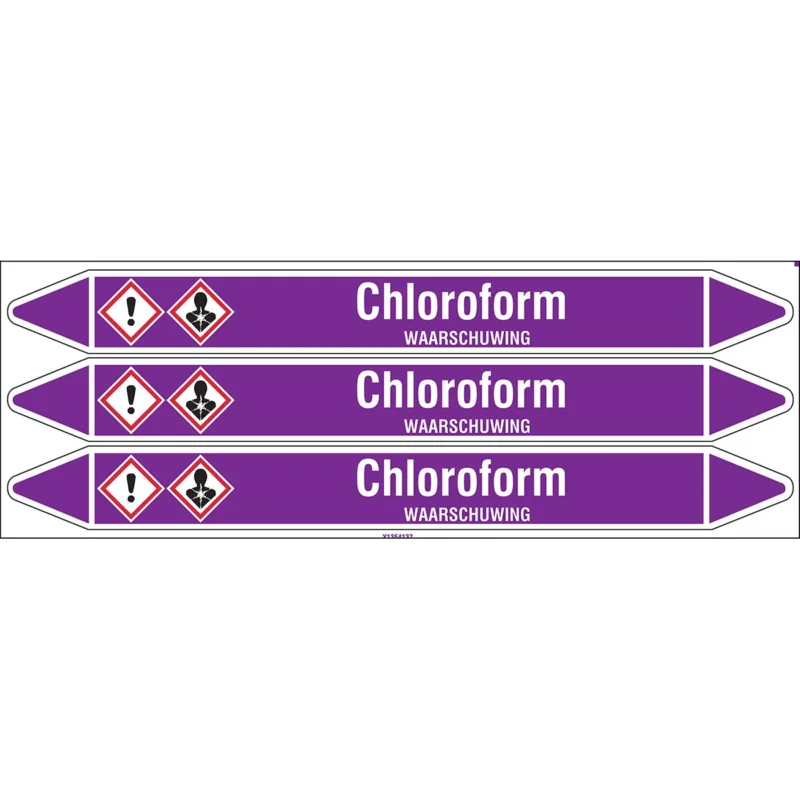 Speciale Aanbieding Brady - Standaard - Individuele leidingmerkers op kaart met geperforeerde pijlen, met pictogrammen - CHLOROFORM355X37CARD-T1-P21 - N003785 - 86003785
