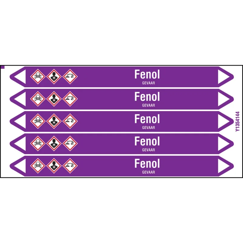 Speciale Aanbieding Brady - Standaard - Individuele leidingmerkers op kaart met geperforeerde pijlen, met pictogrammen - FENOL150X12CARD-T1-P21 - N003794 - 86003794