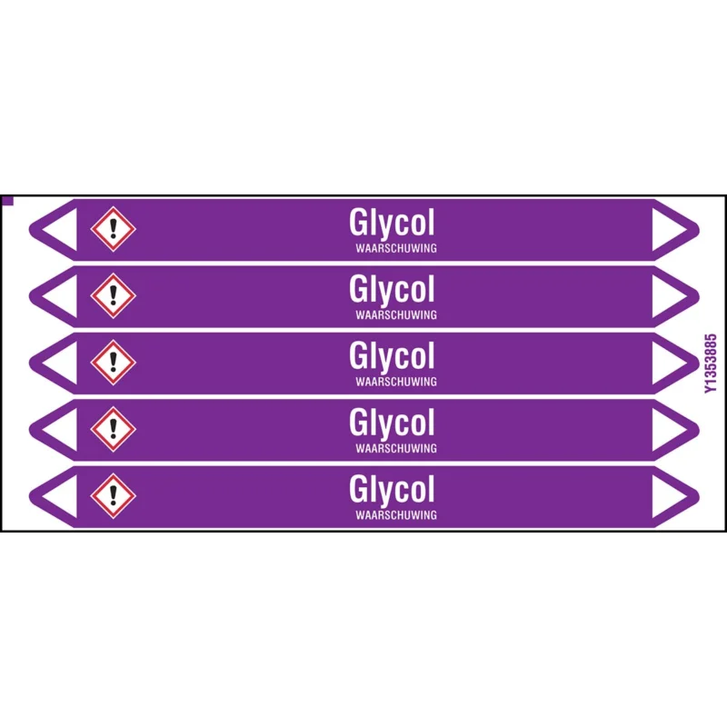 Brady - Leidingmarkering kaart - Individuele leidingmerkers op kaart met geperforeerde pijlen, met pictogrammen - GLYCOL150X12CARD-T1-P21 - N003805 - 86003805 Betrouwbaar