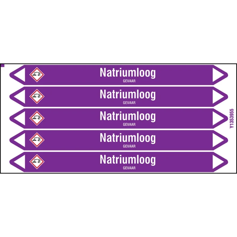Brady - Standaard - Individuele leidingmerkers op kaart met geperforeerde pijlen, met pictogrammen - NATRIUMLOOG150X12CARD-T1-P21 - N003933 - 86003933 Nieuw