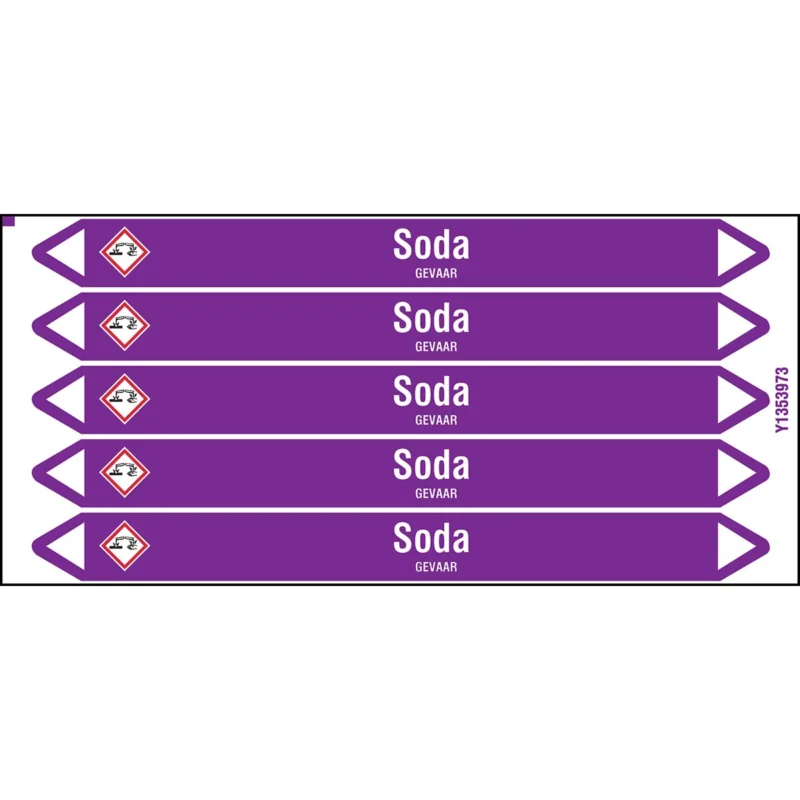 Brady - Standaard - Individuele leidingmerkers op kaart met geperforeerde pijlen, met pictogrammen - SODA150X12CARD-T1-P21 - N003955 - 86003955 Direct Verzonden