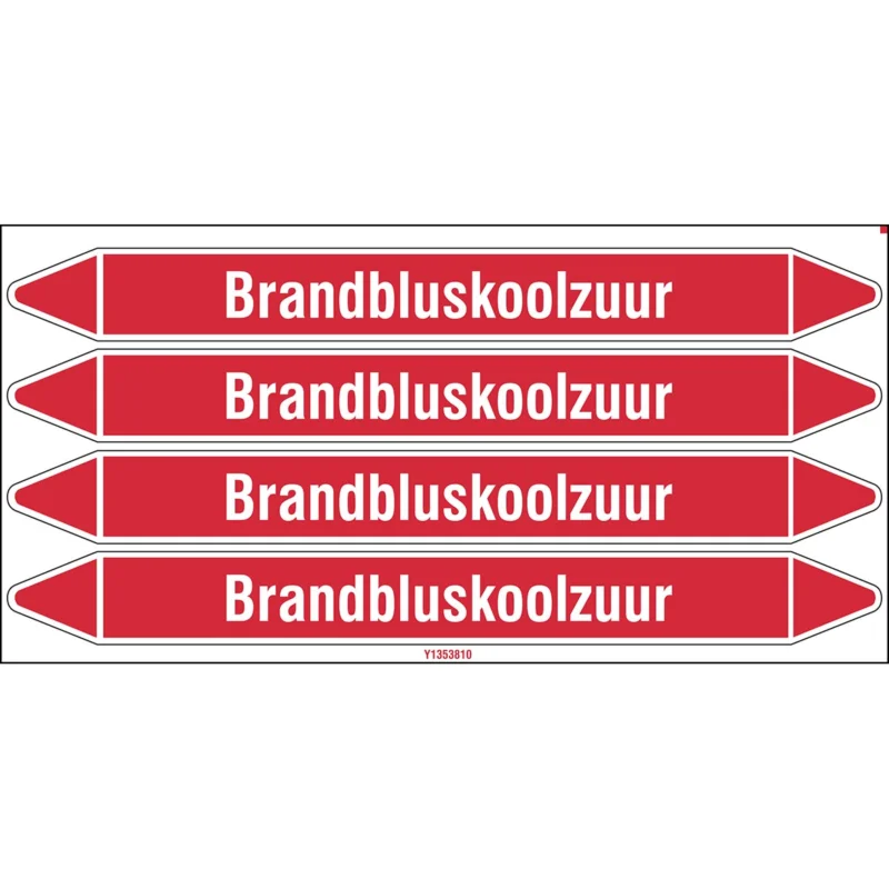 Rechtstreeks Van De Fabrikant Brady - Standaard - Individuele leidingmerkers op kaart met geperforeerde pijlen, zonder pictogram - BRANDBLUSKOOLZUUR250X26CARD-T1-P4 - N003989 - 86003989