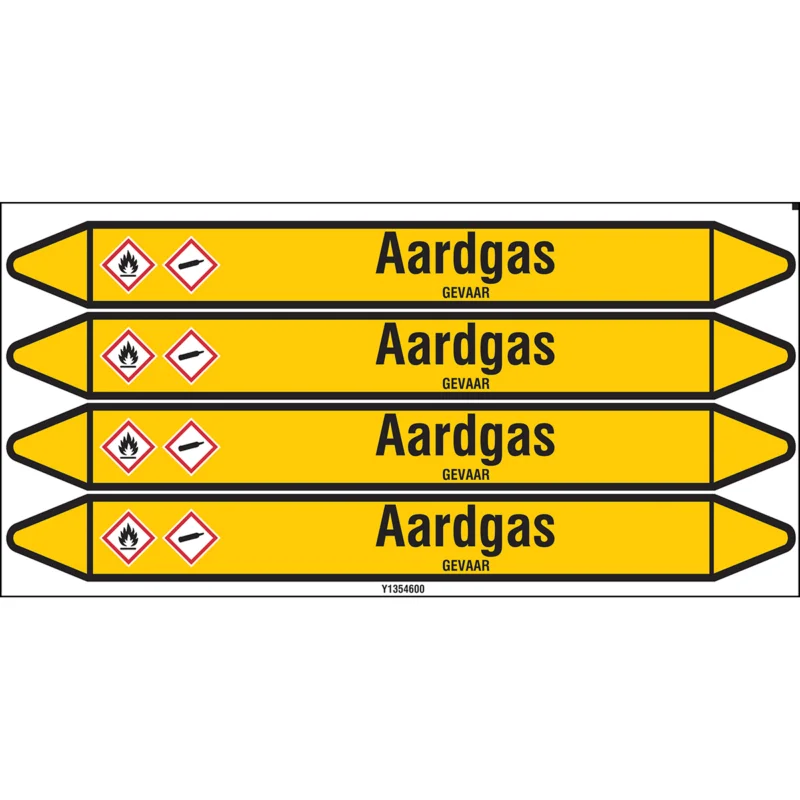 Brady - Leidingmarkering kaart - Individuele leidingmerkers op kaart met geperforeerde pijlen, zonder pictogram - AARDGAS250X26CARD-T1-P2 - N004037 - 86004037 Must-Have