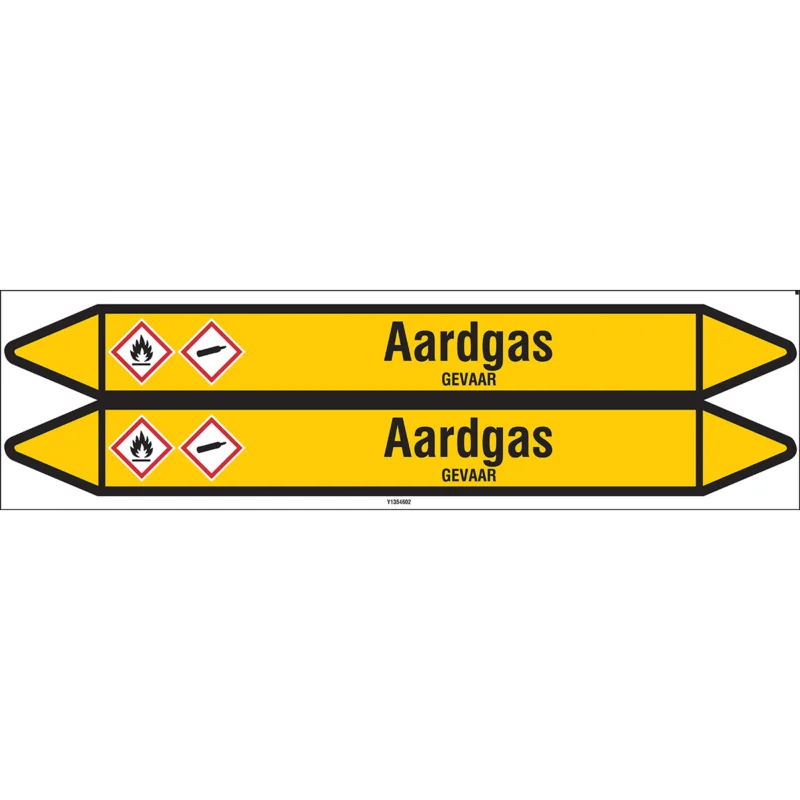 Rechtstreeks Van De Fabrikant Brady - Leidingmarkering kaart - Individuele leidingmerkers op kaart met geperforeerde pijlen, zonder pictogram - AARDGAS450X52CARD-T1-P2 - N004039 - 86004039